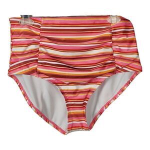 Island Rays Bikini Swim Bottom 1X Brown Orange Stripe Beach Pool Cruise New